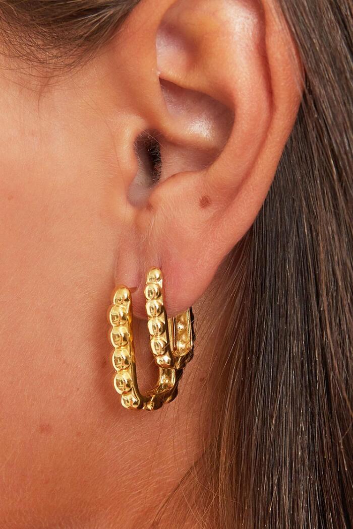 Rechteckige Ohrringe mit Blasen Gold Edelstahl Bild3